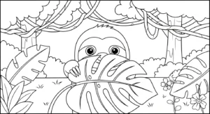 coloriage Paresseux et découpage à imprimer