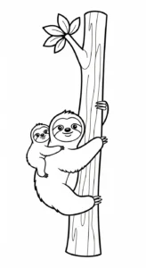 coloriage Paresseux à imprimer pour enfant de 4 ans