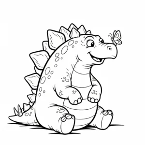 coloriage Stegosaurus à imprimer kawaii
