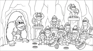 coloriage Donkey Kong à imprimer pour enfant de 2 ans