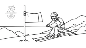 coloriage Jeux Olympiques d’Hiver de 2026 à imprimer pour enfant de 8 ans