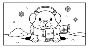coloriage Jour de la Marmotte à imprimer pour enfant de 4 ans