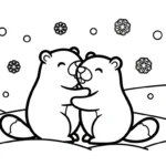 coloriage Jour de la Marmotte pour enfants a imprimer gratuit