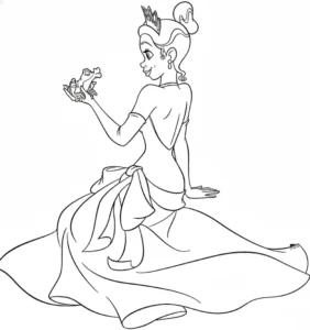coloriage La Princesse et la Grenouille pour enfant de 4 ans