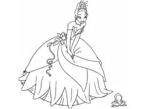 coloriage La Princesse et la Grenouille et decoupage a imprimer gratuit