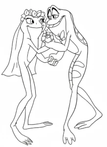 coloriage La Princesse et la Grenouille a imprimer gratuitement