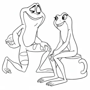 coloriage La Princesse et la Grenouille gratuit à imprimer
