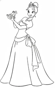 coloriage La Princesse et la Grenouille a imprimer pour enfant de 4 ans