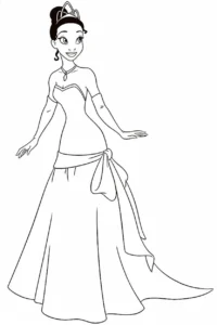 coloriage La Princesse et la Grenouille à imprimer kawaii