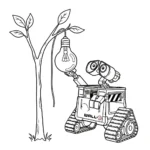 coloriage Wall E à imprimer kawaii