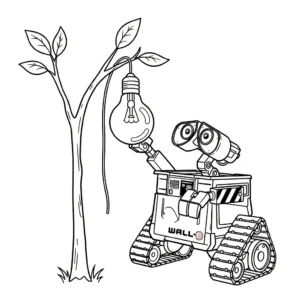 coloriage Wall E à imprimer kawaii
