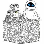 coloriage Wall E à imprimer kawaii
