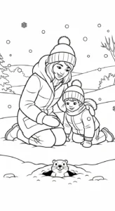 coloriage Jour de la Marmotte pour enfant a imprimer gratuit