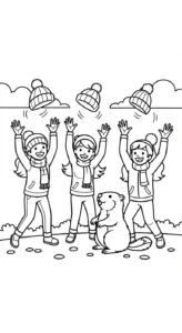 coloriage Jour de la Marmotte à imprimer pour enfant de 6 ans