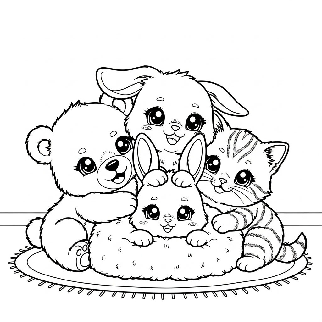 Tranh tô màu Kawaii Animaux