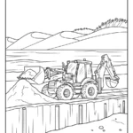 coloriage Tractopelle updated et decoupage
