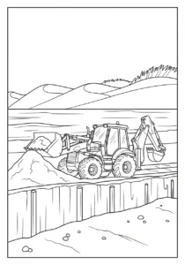 coloriage Tractopelle updated et decoupage