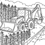 coloriage Tractopelle updated pour enfant de 10 ans
