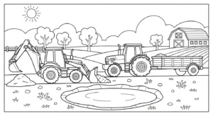 coloriage Tractopelle updated pour bebe a imprimer