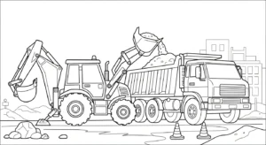 coloriage Tractopelle updated pour enfant de 6 ans