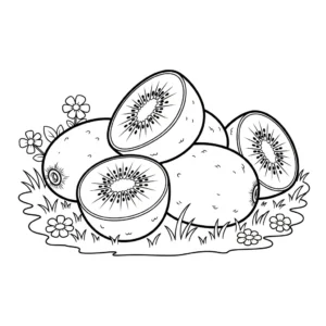 coloriage kiwi et decoupage