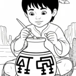 coloriage Amérindiens a imprimer pour enfant de 4 ans