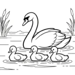 coloriage Cygne et découpage à imprimer