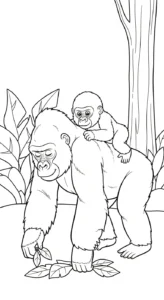 coloriage Gorille a imprimer pour enfant de 4 ans