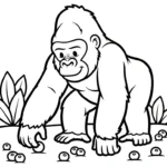 coloriage Gorille a imprimer pour enfant de 4 ans