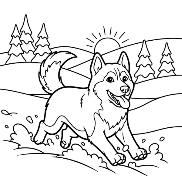 Tranh tô màu Husky