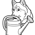 imprimer coloriage Husky pour enfant
