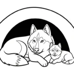 coloriage Husky pour enfant de 5 ans