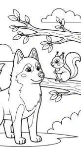 coloriage Husky gratuit a imprimer