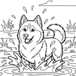 coloriage Husky en ligne pour enfant