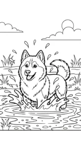 coloriage Husky en ligne pour enfant