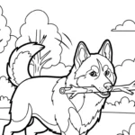 coloriage Husky pour enfants à imprimer