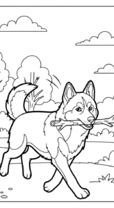 coloriage Husky pour enfants à imprimer
