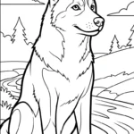 coloriage Husky pour enfants a imprimer gratuit