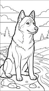 coloriage Husky pour enfants a imprimer gratuit