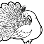 coloriage Paon à imprimer kawaii