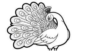 coloriage Paon à imprimer kawaii