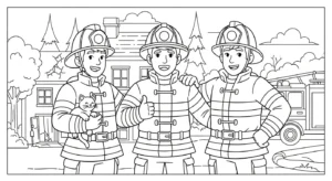 image pour coloriage Pompier enfant