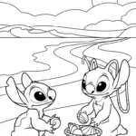 coloriage Stitch et Angel updated pour enfant gratuit