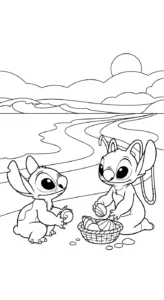 coloriage Stitch et Angel updated pour enfant gratuit