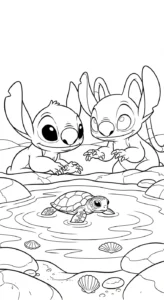 coloriage Stitch et Angel updated de pour enfants