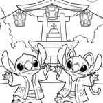 imprimer coloriage Stitch et Angel updated pour enfant