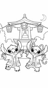imprimer coloriage Stitch et Angel updated pour enfant