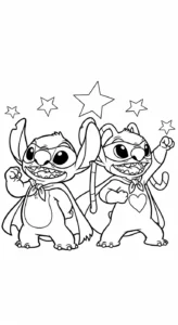 coloriage Stitch et Angel updated à imprimer pour enfant de 8 ans