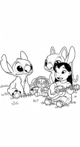 coloriage Stitch et Angel updated à imprimer pour enfant de 3 ans