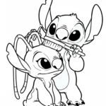 coloriage Stitch et Angel updated à imprimer pour enfants